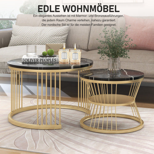 Rundes 2er Couchtisch-Set – Modern, stabil & platzsparend aus Metall & MDF