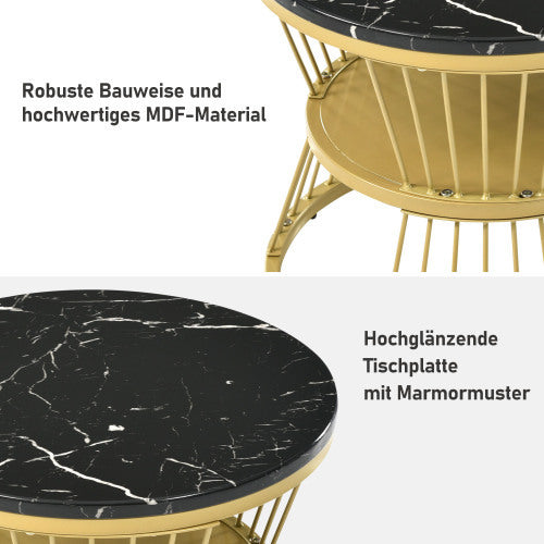 Rundes 2er Couchtisch-Set – Modern, stabil & platzsparend aus Metall & MDF