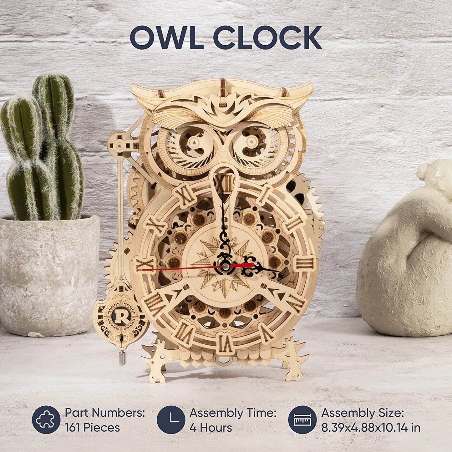 DIY Holzbausatz – 3D Eulen-Uhr zum Selberbauen
