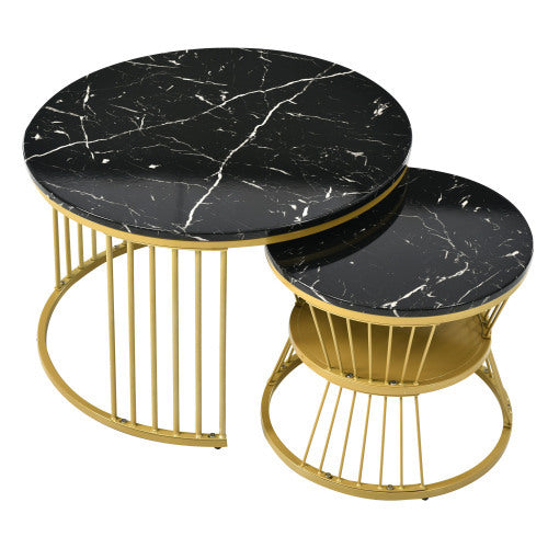 Rundes 2er Couchtisch-Set – Modern, stabil & platzsparend aus Metall & MDF
