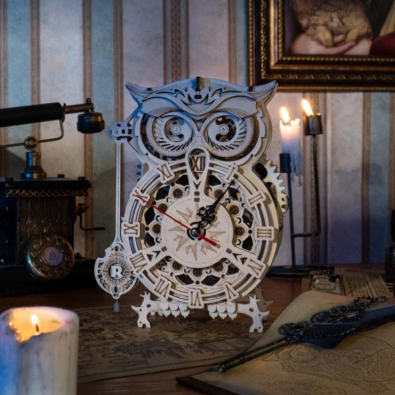 DIY Holzbausatz – 3D Eulen-Uhr zum Selberbauen