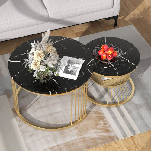 Rundes 2er Couchtisch-Set – Modern, stabil & platzsparend aus Metall & MDF