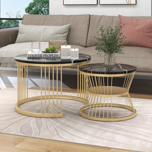 Rundes 2er Couchtisch-Set – Modern, stabil & platzsparend aus Metall & MDF