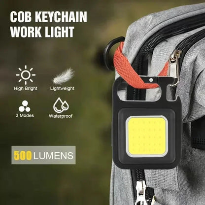 Multifunktionale Mini-Campinglampe – Wiederaufladbare COB-LED mit Schlüsselanhänger, 4 Leuchtmodi & Notlichtfunktion
