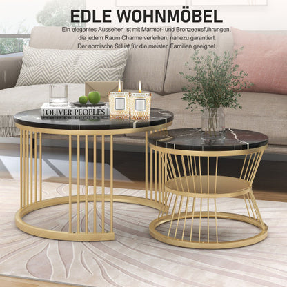 Rundes 2er Couchtisch-Set – Modern, stabil & platzsparend aus Metall & MDF
