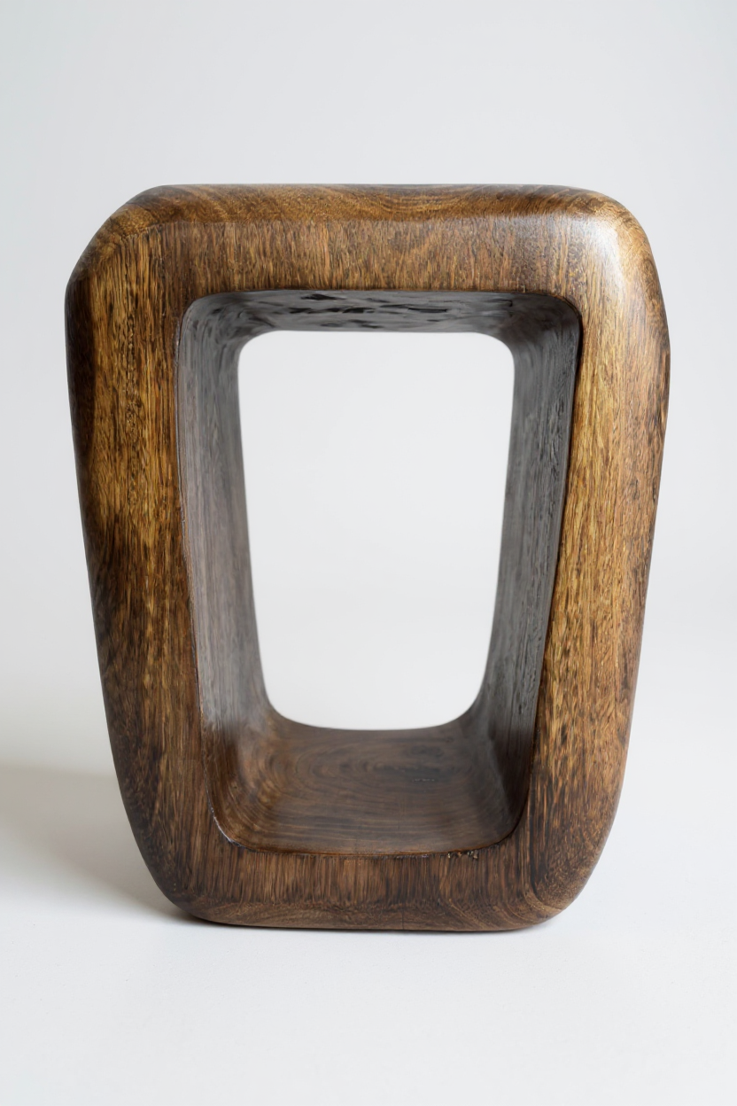 Holzhocker - Beistelltisch Couchtisch - Handgefertigter Flambierter Hocker aus massivem Suarholz- 50x30x40 cm