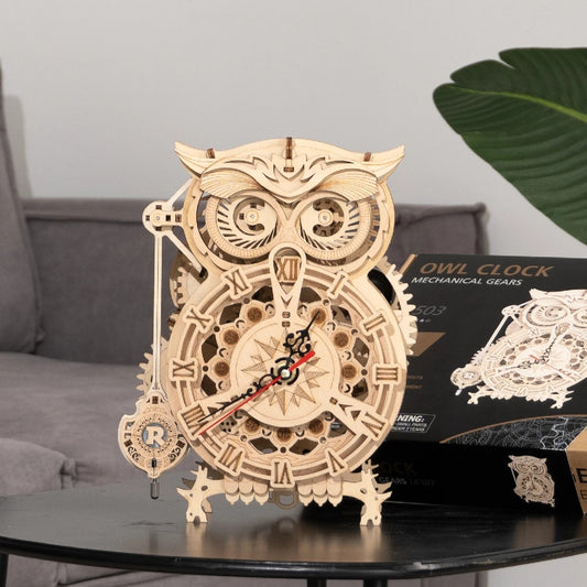DIY Holzbausatz – 3D Eulen-Uhr zum Selberbauen