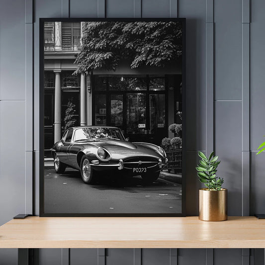 Berühmte Autos Schwarz-Weiß Poster – 1962 GTO Retro Supercar Leinwanddruck für stilvolle Wanddekoration